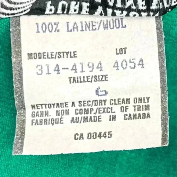 Louben Wool Jacket Vintage Canada Made Green Black Trim Shoulder Pads Retro - Picture 12 of 12